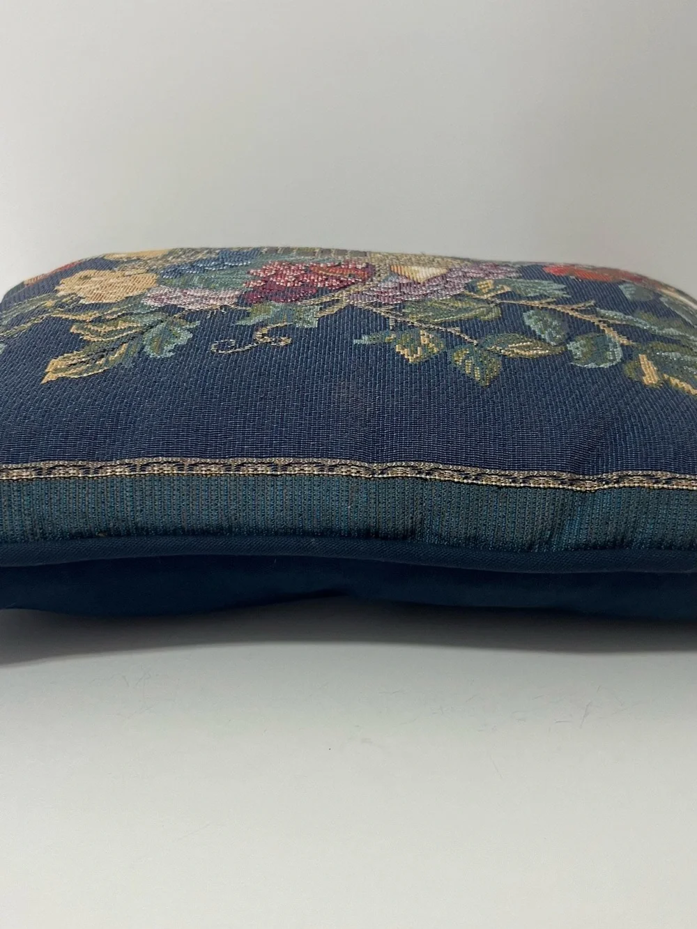 Vintage Embroidered Fruit Basket Needlepoint Decorative Cottagecore throw Pillow